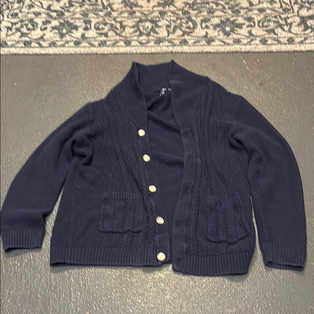 Club Room Blue Cardigan Sweater V-Neck Knit